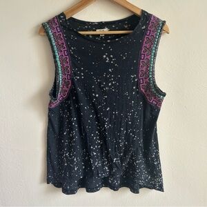 Boho Statement Ecote Urban Outfitters Beaded & Embroidered Bleach-Wash Tank - S